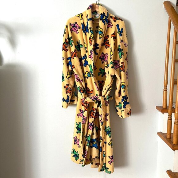 Grateful Dead Yellow Dancing Bears Robe Adult One Size - Picture 1 of 10